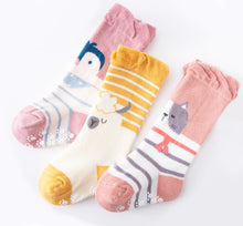 Load image into Gallery viewer, 3 Pack Kids' Socks | non skid | Sheep Cat Penguin