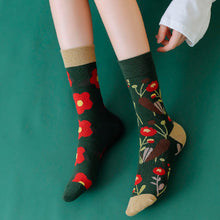 Load image into Gallery viewer, Crew Socks | Mismatched Socks - Flowers Green