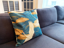 Load image into Gallery viewer, Square Toss Cushion Cover | Cranes Green