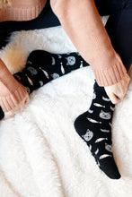 Load image into Gallery viewer, Cozy and Warm | Wool Socks | Cats and fish Black