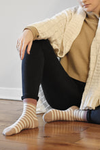 Load image into Gallery viewer, Crew Socks | Cotton | Beige Stripes
