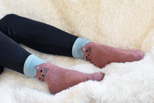 Load image into Gallery viewer, Cozy and Warm | Wool Socks | Pink Cat
