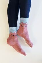 Load image into Gallery viewer, Cozy and Warm | Wool Socks | Pink Cat