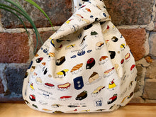Load image into Gallery viewer, Handmade Japanese Knot bag -Sushi Neko *Size M*