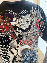 Load image into Gallery viewer, Raijin and Fujin embroidery T-Shirt (Black)
