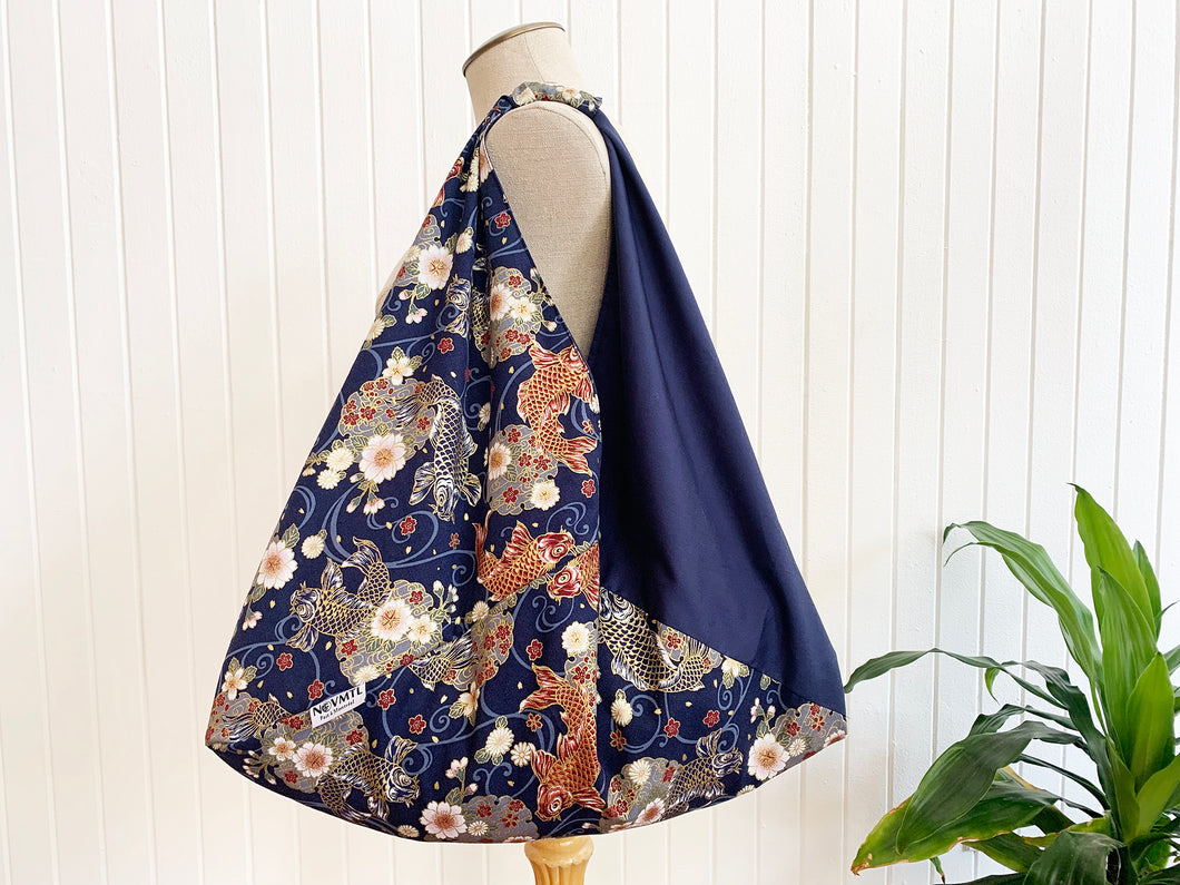 *Handmade* Origami bag | Market bag | Koi (Navy Blue)