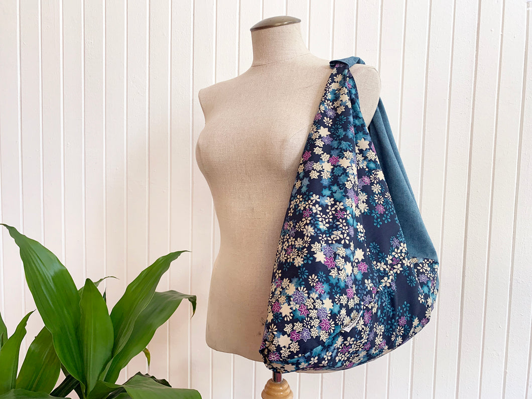 *Handmade* Origami bag | Market bag | Blue floral