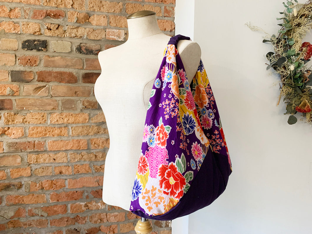 *Handmade* Origami bag | Market bag | Purple Chrysanthemum