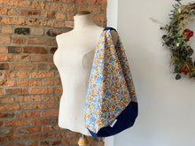 Load image into Gallery viewer, *Handmade* Origami bag | Market bag | Floral (Navy Blue)

