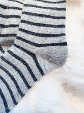 Load image into Gallery viewer, Cozy and Warm | Wool Socks | Grey Stripes