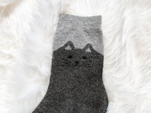 Load image into Gallery viewer, Cozy and Warm | Wool Socks | Grey Cat