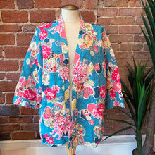 Load image into Gallery viewer, New Arrival - Kimono Shirt Turquoise Floral