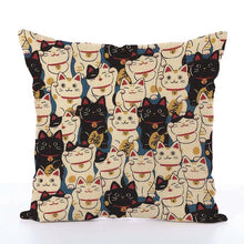 Load image into Gallery viewer, Square Toss Cushion Cover | Lucky Cat Maneki-Neko - novmtl