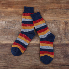 Load image into Gallery viewer, Cozy and Warm | Wool Socks | Blue Stripes