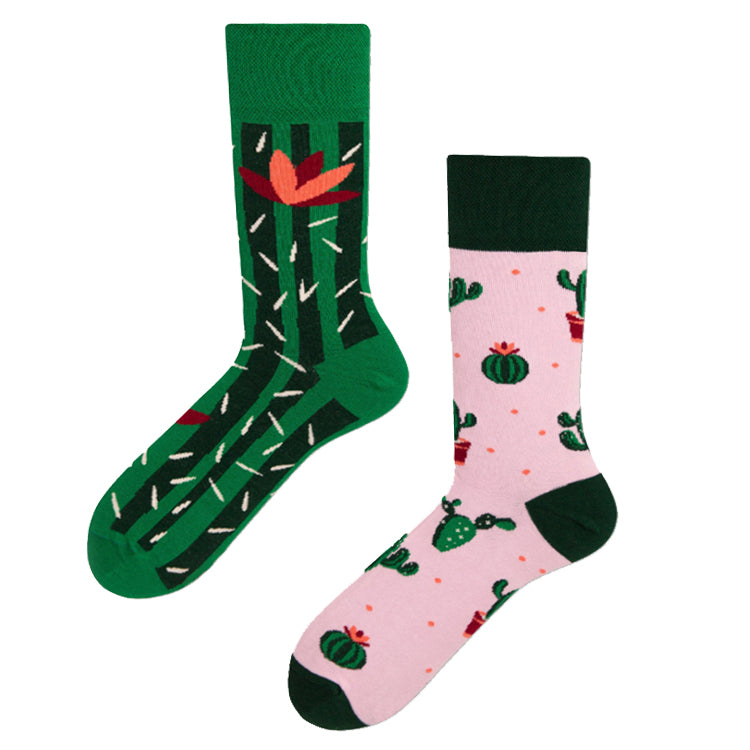 Crew Socks | Mismatched Socks - Cactus
