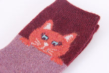 Load image into Gallery viewer, Cozy and Warm | Wool Socks | Pink Cat