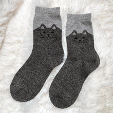 Load image into Gallery viewer, Cozy and Warm | Wool Socks | Grey Cat