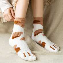 Load image into Gallery viewer, Kawaii Fluffy Room Socks - Cat Paws Brown