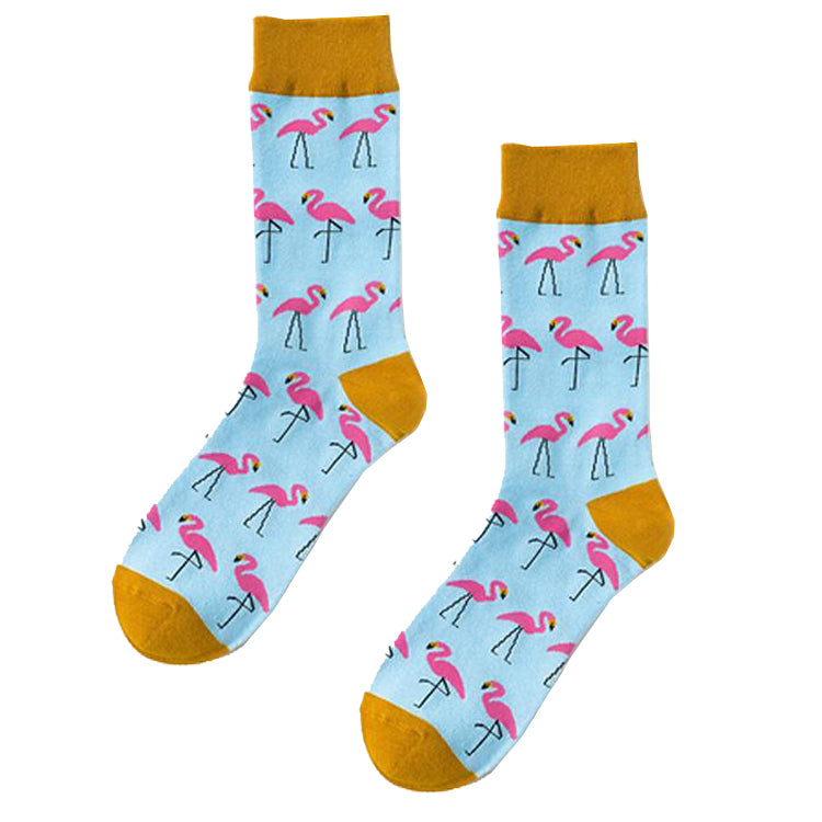 Crew Socks | Funky Socks - Flamingo (Aqua)