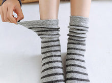 Load image into Gallery viewer, Cozy and Warm | Wool Socks | Grey Stripes
