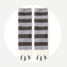 Load image into Gallery viewer, Kawaii Cute Room Socks - Cat Paws Grey Stripes
