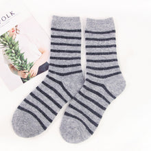 Load image into Gallery viewer, Cozy and Warm | Wool Socks | Grey Stripes
