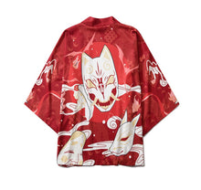 Load image into Gallery viewer, Red Kitsune Mask Kimono Shirt | Anime Kimono - Boutique Local NOVMTL