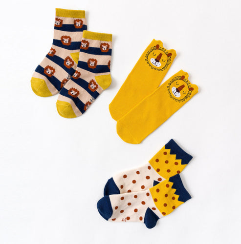 3 Pack Kids' Socks | Cotton | Lion|Boutique novmtl