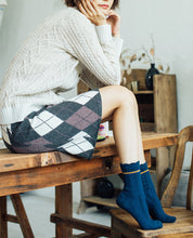 Load image into Gallery viewer, Loose Cuff Wool + Cotton Socks | Navy Blue