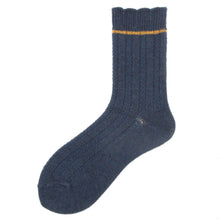 Load image into Gallery viewer, Loose Cuff Wool + Cotton Socks | Navy Blue