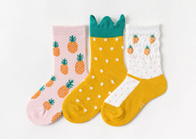 Charger l'image dans la galerie, 3 Pack Kids' Socks | Cotton | Pineapple|Boutique novmtl