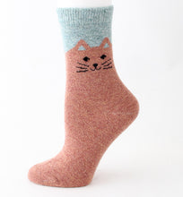Load image into Gallery viewer, Cozy and Warm | Wool Socks | Pink Cat