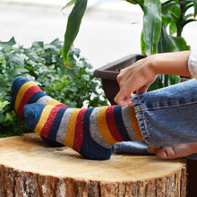 Load image into Gallery viewer, Cozy and Warm | Wool Socks | Blue Stripes
