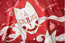 Load image into Gallery viewer, Red Kitsune Mask Kimono Shirt | Anime Kimono - Boutique Local NOVMTL
