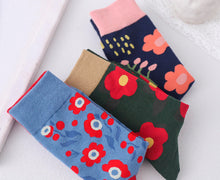 Load image into Gallery viewer, Crew Socks | Mismatched Socks - Flowers Green
