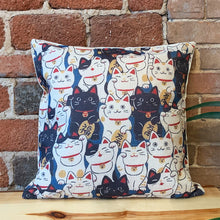 Load image into Gallery viewer, Square Toss Cushion Cover | Lucky Cat Maneki-Neko