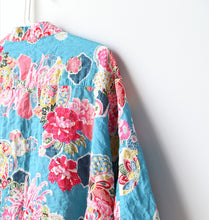 Load image into Gallery viewer, New Arrival - Kimono Shirt Turquoise Floral
