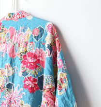 Load image into Gallery viewer, New Arrival - Kimono Shirt Turquoise Floral