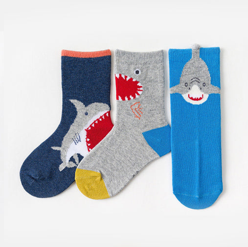 3 Pack Kids' Socks | Cotton | Shark