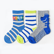 Load image into Gallery viewer, 3 Pack Kids&#39; Socks | Cotton | Dinosaur
