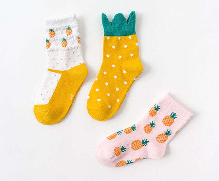 3 Pack Kids' Socks | Cotton | Pineapple
