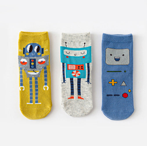 3 Pack Kids' Socks | Cotton | Robot
