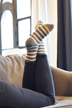 Load image into Gallery viewer, Crew Socks | Cotton | Grey Stripes
