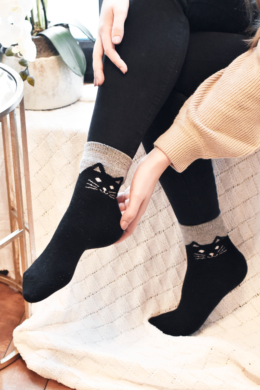 Cozy and Warm | Wool Socks | Black Cat