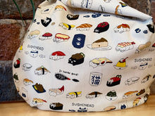 Load image into Gallery viewer, Handmade Japanese Knot bag -Sushi Neko *Size M*
