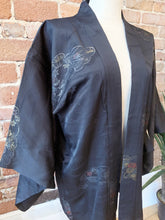Load image into Gallery viewer, New Arrival ! Vintage Haori/Kimono Black Floral 1950s
