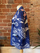 Load image into Gallery viewer, Blue Floral Crane Kimono Shirt | Anime Kimono
