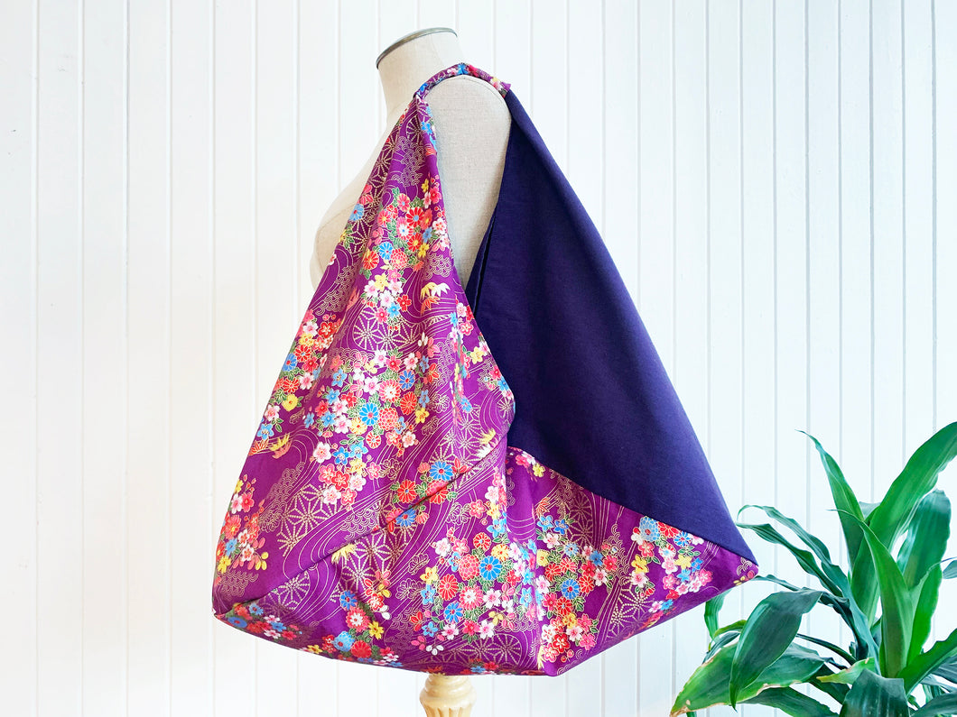 *Handmade* Origami bag | Market bag | Asanoha x Chrysanthemum (Purple)