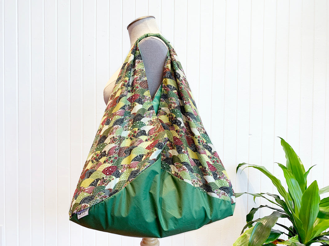 *Handmade* Origami bag | Market bag | Seigaiha (Green)