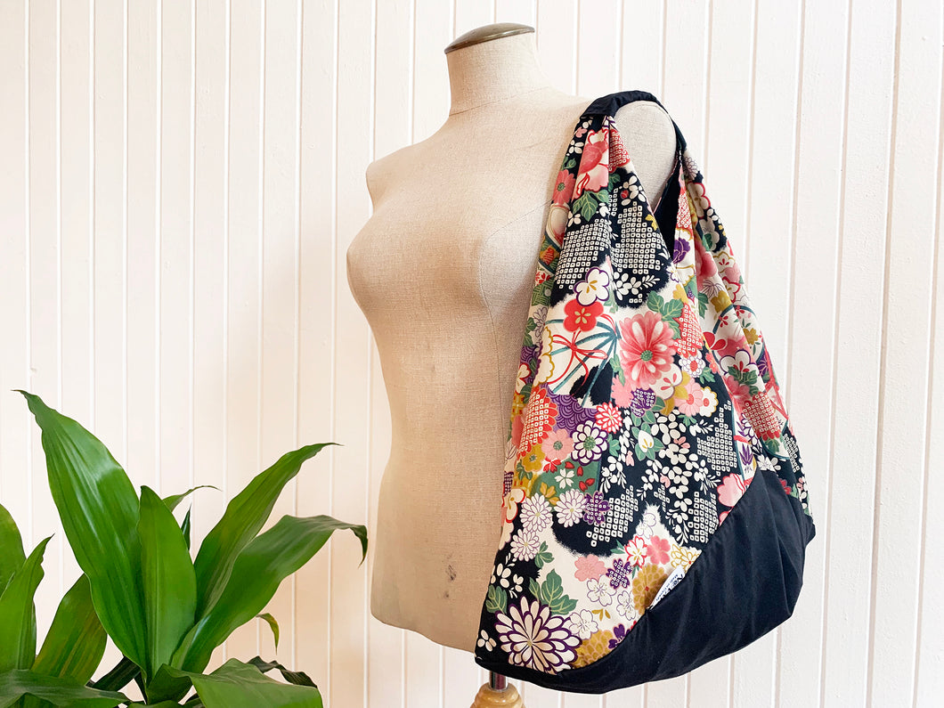 *Handmade* Origami bag | Market bag | Chrysanthemum (Black)